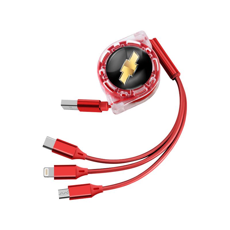 FRF1 Multifunctional Car 3 In 1 Micro USB Type C Charging Cable Multi Charger for Chevrolet Spark Captiva Cruze Tracker Orlando Trax