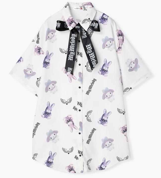 

[Б/У] My Melody Sanrio Блузка с лентами Кролик Болезненно милая Мечтательная Готическая Лолита Панк Кролик Белый