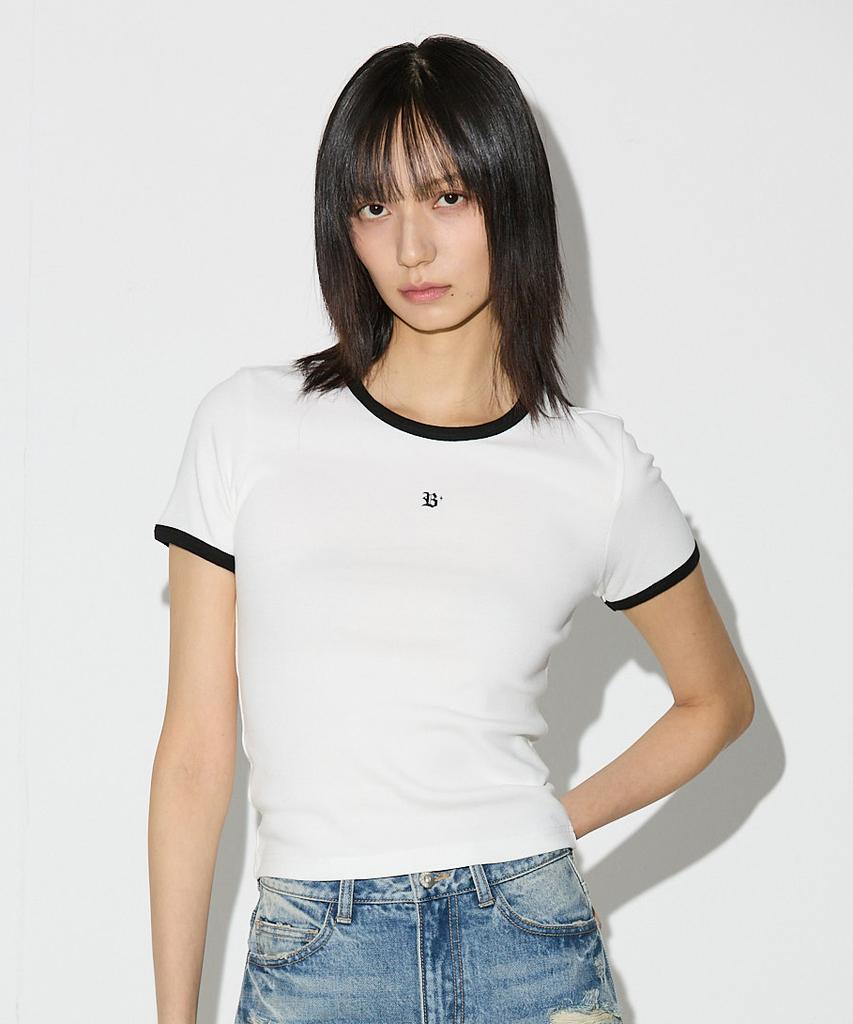 BUCKAROO Women'S C/P Ringer Short Sleeve T-Shirt Off-White