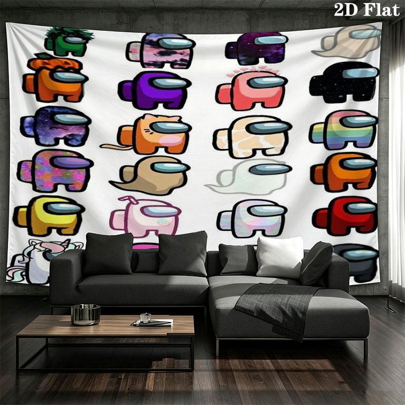 Among Us Custom Name Wall Tapestry Aesthetic Wall Hanging Printed Fabric Blanket Decorative Tapestries for Bedroom Living Room Home Decor