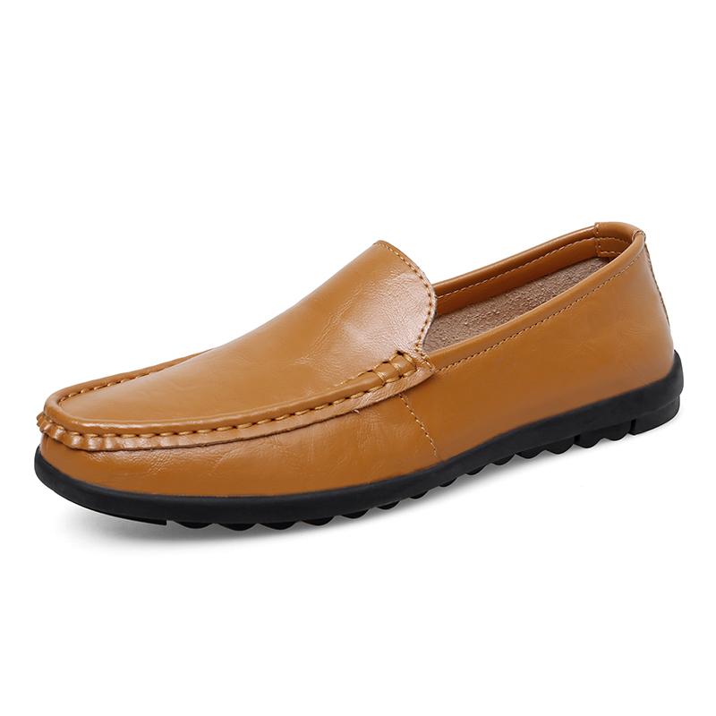 Men's British Fashion Business Casual Leather Shoes Comfortable Soft Soles Lazy Person's Driving Shoes Male Breathable Loafers