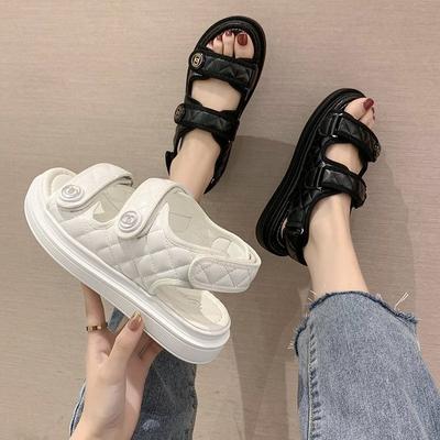 22 primavera ed estate nuove pantofole fresche stile sportivo fascia a una parola punta aperta velcro