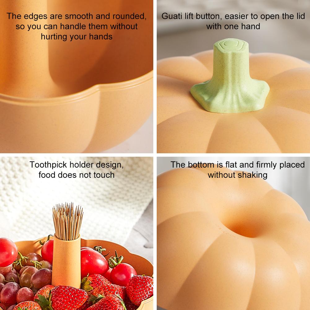 Double Layer Pumpkin Bowl for Fall Home Party Snack Holder for Halloween Party Pumpkin Fruit Candy Bowl Food Storage Container