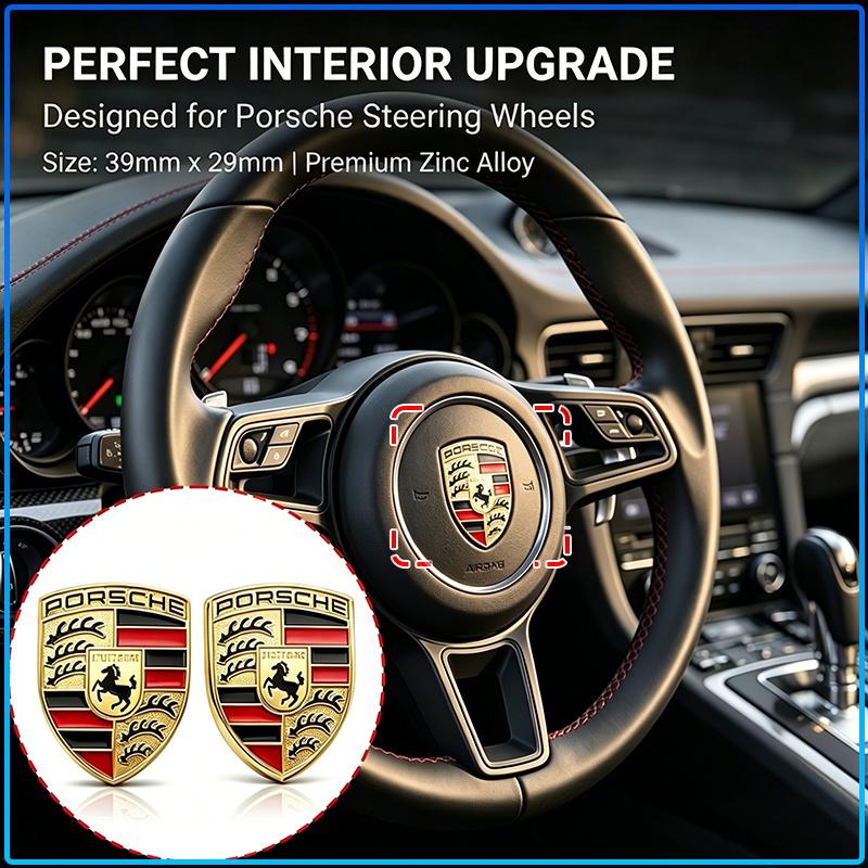 1Pcs Car Steering Wheel Cover Sticker Badge Decoration Auto Accessories For Porsche Paramela Cayenne Macan Boxster Cayman 718 911 918 944 958 971 991