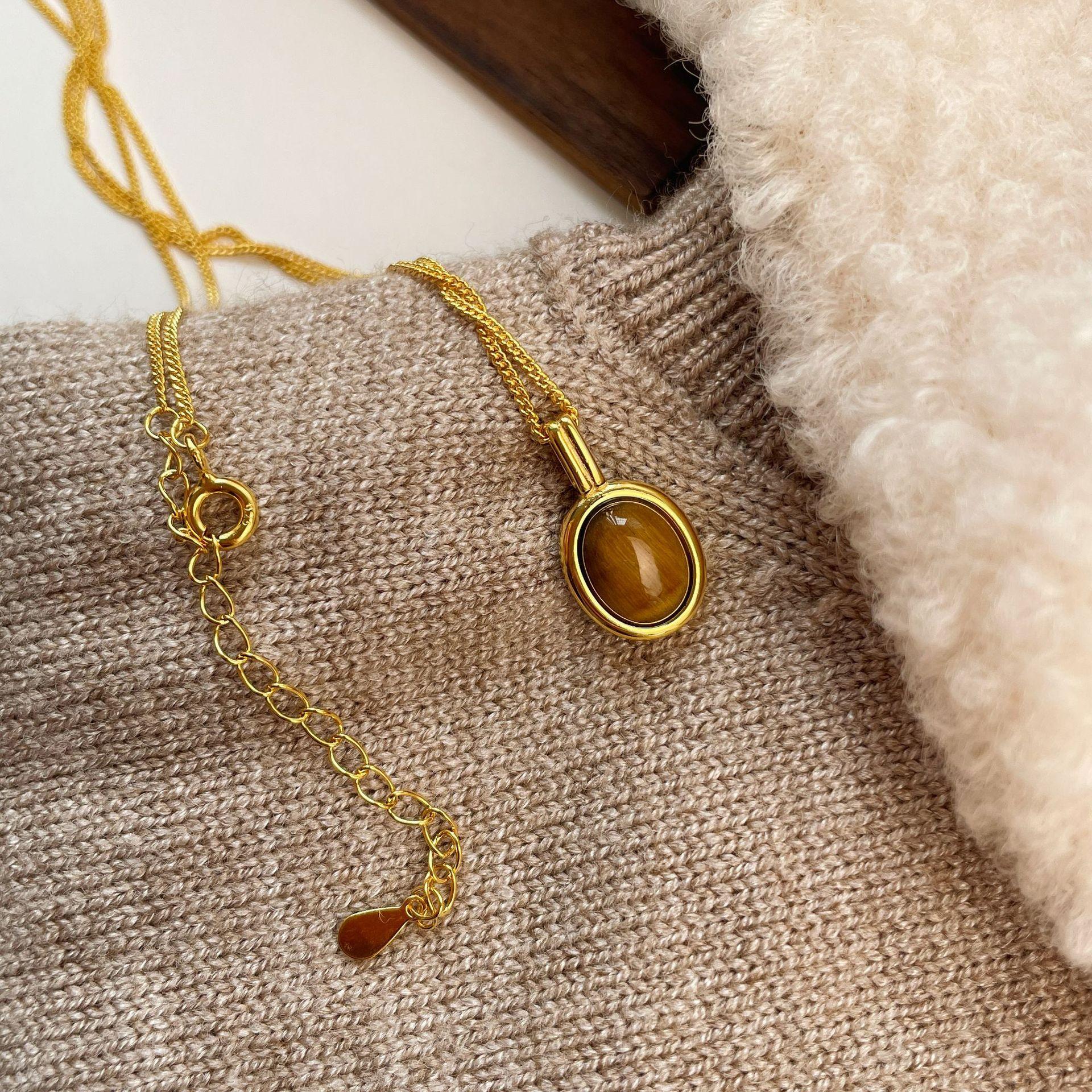 

Блогер в ретро-стиле Maillard с такой же цепочкой на ключицу S925 серебро натуральный овальный кулон из дерева с измененным камнем 925 silver золотой