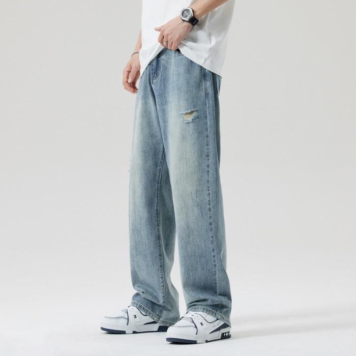 

Новые весенне-летние джинсы мужские свободные прямые уличные широкие ретро-трендовые мужские 38