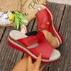 Ein-Wort-Keilabsatz-Fischmaul-Sandalen Damensandalen Schnürsenkel Strand Große Größe Sommer Beliebt Schnalle Neues Modell