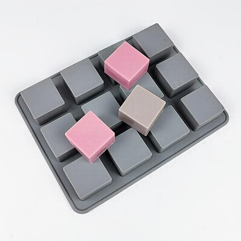 12-Cavity Square Silicone Mold for DIY Crafts, Aromatherapy Candles, Soap, and Clay. Flexible Mold for Making Decorative Ornaments and Resin Art