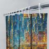 Cyberpunk City Night Shower Curtain Neon Lights Reflection Scenery Bathroom Decor For Stylish Home Upgrade Complimentary Hook