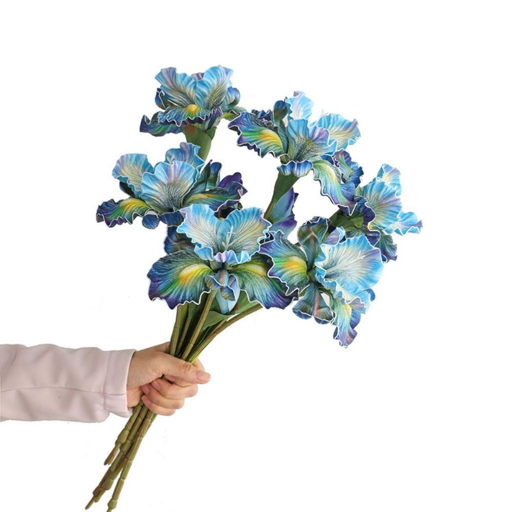 2pcs EVA Artificial Alice Iris Flowers Real Touch 45cm Simulation Cattleya Orchid Beautiful Handmade Silk Fake Flower