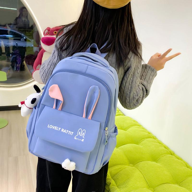 Fyra-delad ryggsäck för damer Kaninöra Elevens skolväska Stor kapacitet Ryggsäcksskydd Ryggsäck