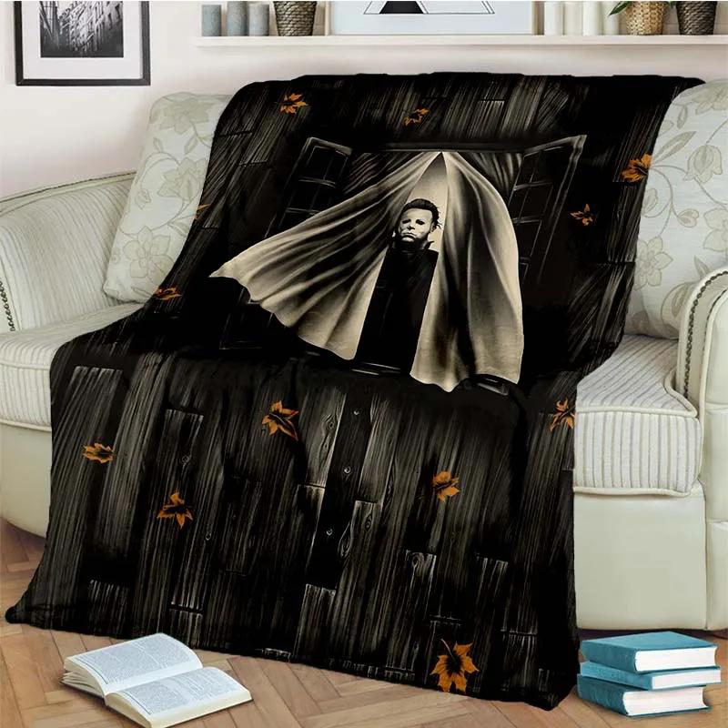 HD Horror Movie Game Halloween Gift Blanket Michael Myers Sofa Bed Decor Warm Flannel for Outdoor Picnic Car
