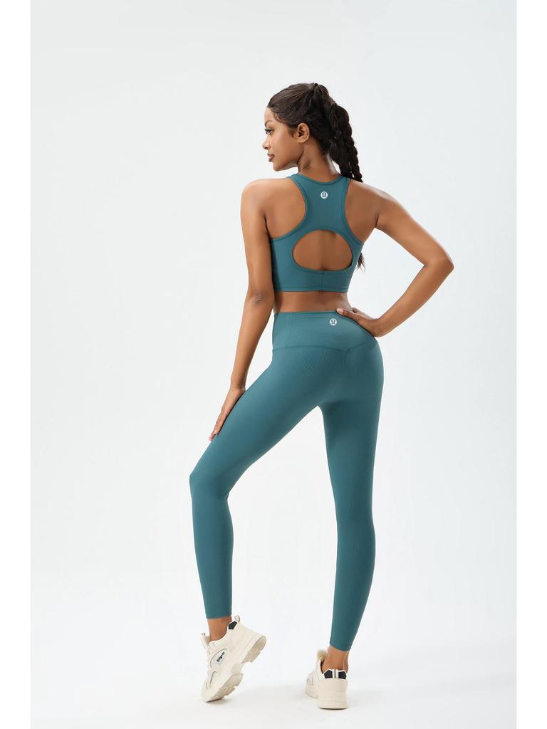 2025 Euro-American Women's High Waist Yoga Pants Set - Nude Feel, Elastic, Ideal for Running & Fitness