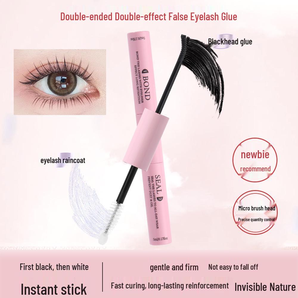 Double-Ended Quick-Dry Pom-Pom Mascara: Frosted Finish, Gentle & Waterproof Formula.