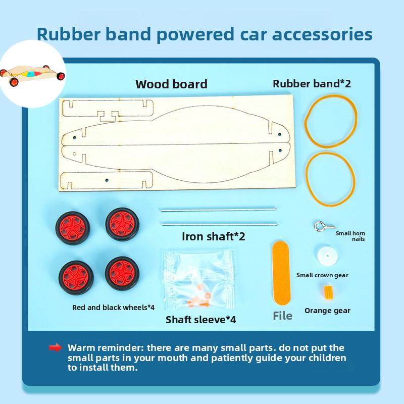 

Science Experiment Rubber Band Power Car Kit For Kids Diy Stem Learning Educational Toy Pack