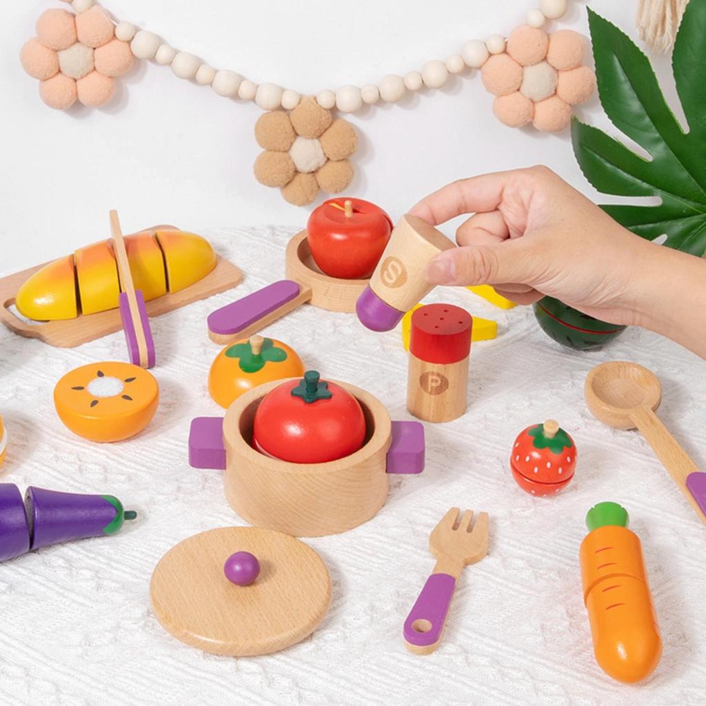 Wooden Toy Cuisine Set with Cookware Colorful Collection