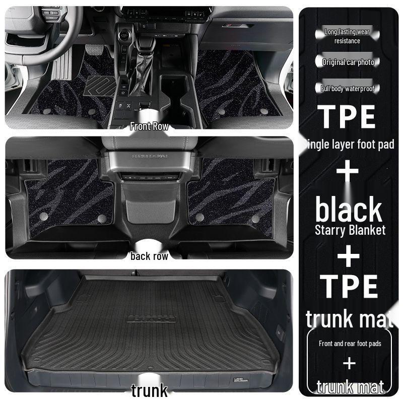 Toyota Prado TPE Floor Mats (2010-2025 Models) - Full Coverage, Car Interior Accessories