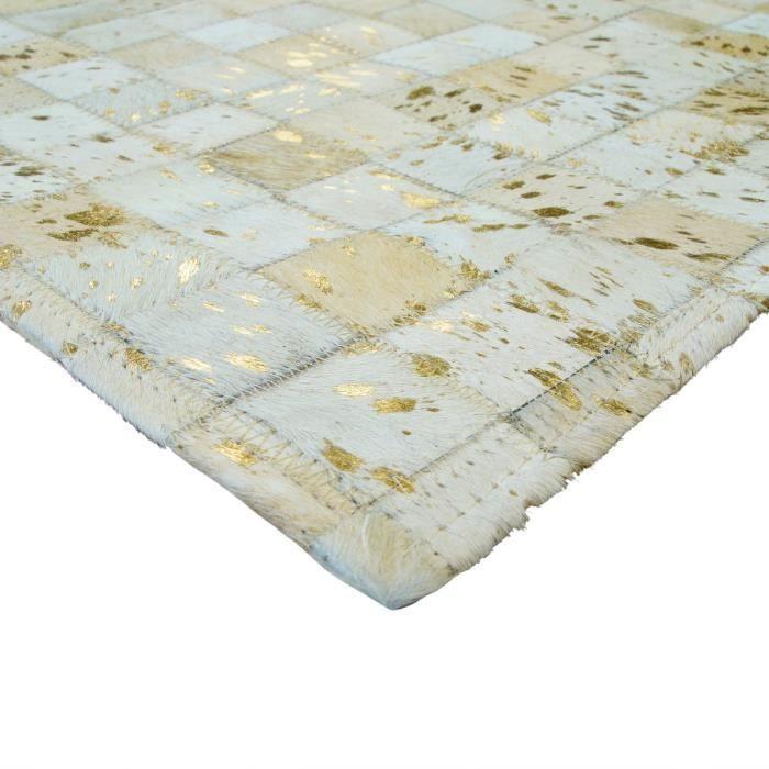 Rug In Recycled Leather White Gold 120x170