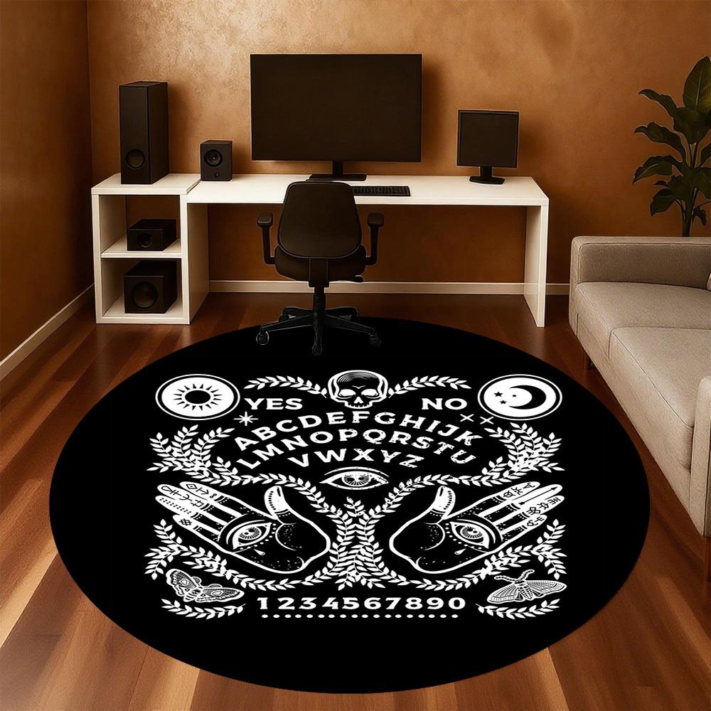 1PC Ouija Board Palmistry Esotericism Round Chair Mat Area Rug - Non-Slip, Floor Mat for Office, Bedroom, Home Decor Christmas Gift C0528112