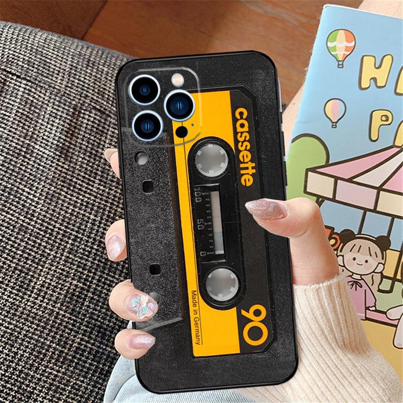 Cassette Tape Phone Case For iPhone 16 15 14 Pro Max 11 12 13 Pro Max Mini XR 16e 16 15 Plus Bumper Cover