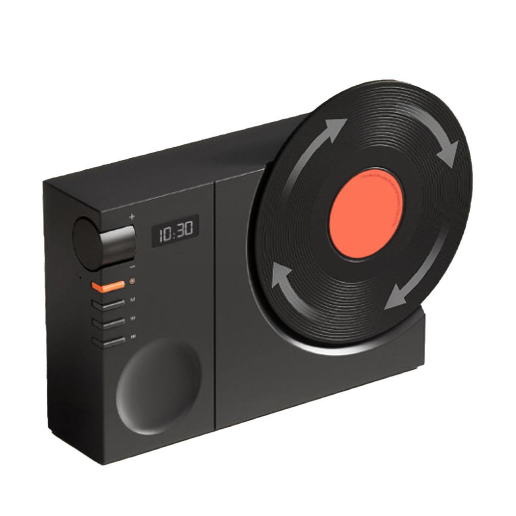 Retro Record Player   Speaker Wireless Miniature Speaker Portable Desktop Speaker Ornament with Memory Card Clock USB Charging for