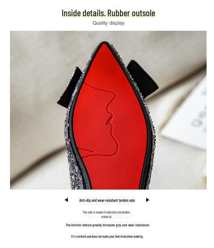 Summer Women's Flat Shoes with Bow & Rhinestones, Sizes 41-43 (2025 New)