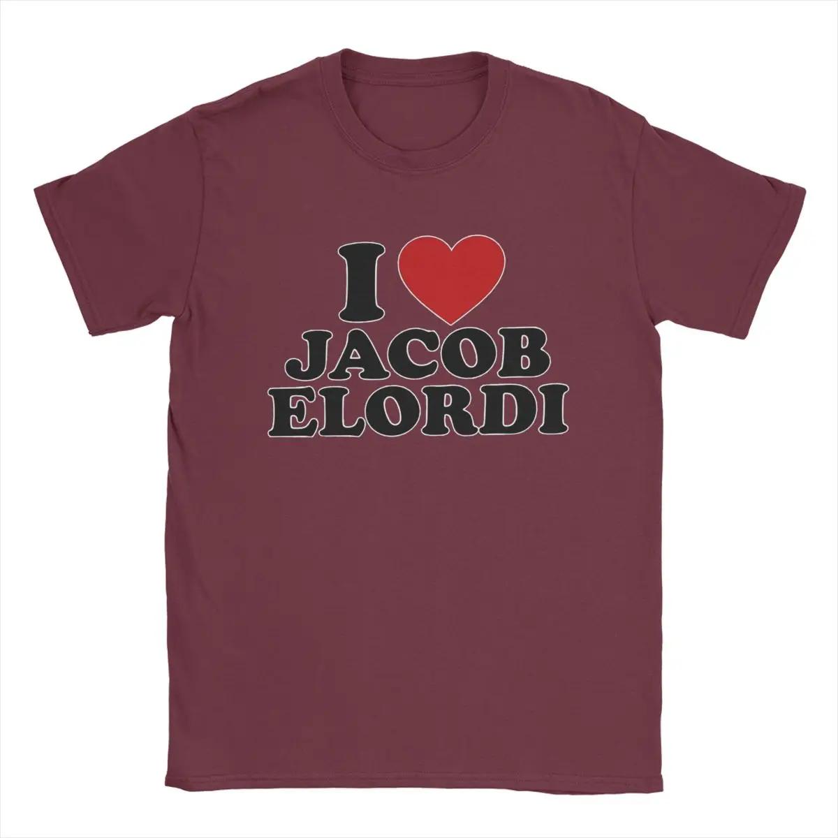 

Мужская футболка I Love Jacob Elordi Vintage Cotton Tees Футболка с коротким рукавом и круглым вырезом Топы размера плюс XXXXXL бордовый