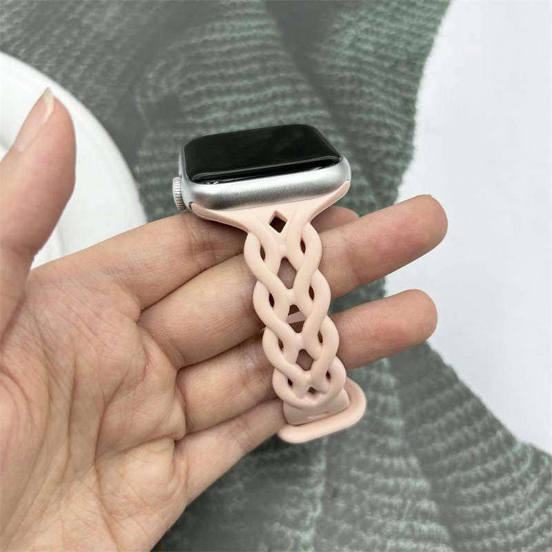 For Applewatch10 Apple Watch with iwatch9876SE Hollow Breathable Twist Silicone Sports