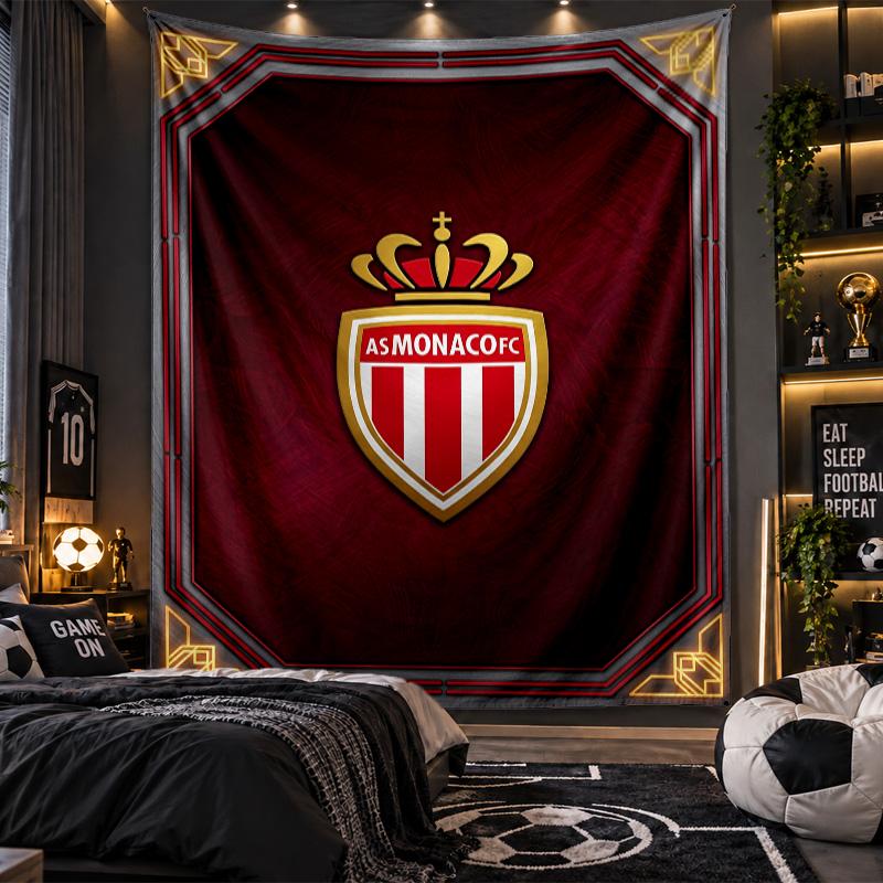 Wall Hanging Tapestry Monaco FC Print Cloth for Living Room Bedroom Home Decor