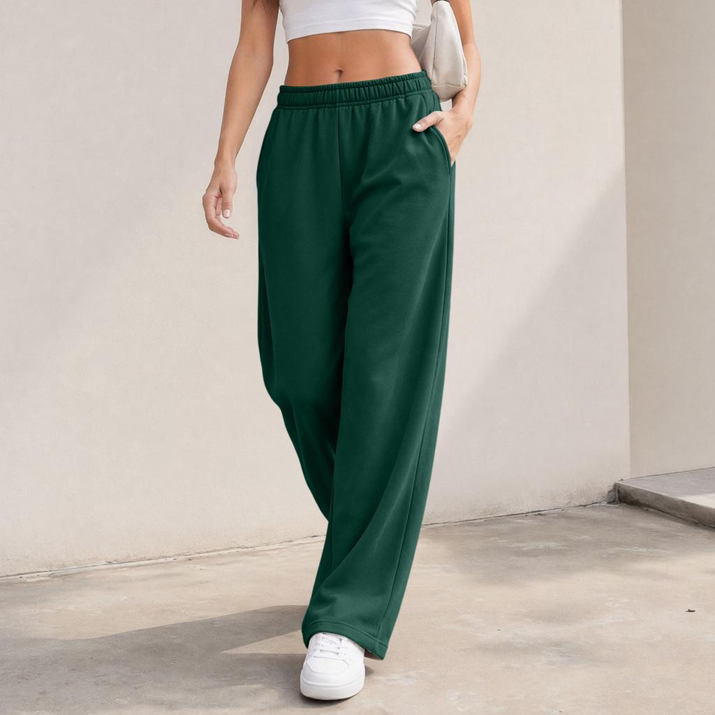 Women's Casual -Lined Wide Leg Sweatpants with Drawstring and Pockets for Everyday Wear