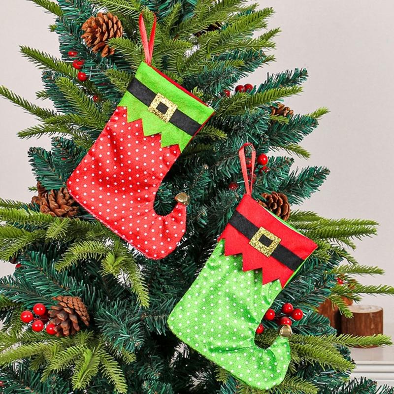 Festival Spotted Christmas Stockings Christmas Gathering Essential Stylish Hanging Stockings with Adjustable Belts