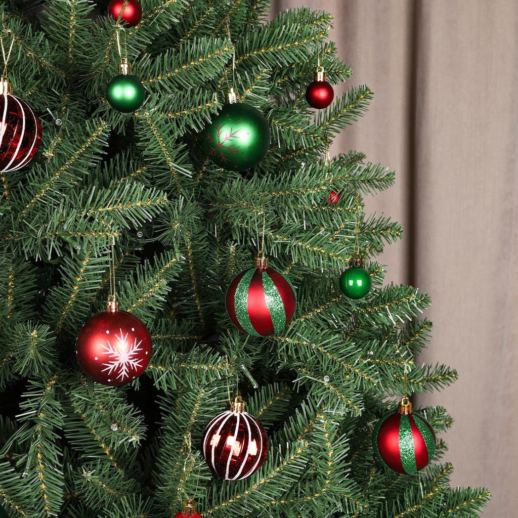 44Pcs Christmas Ball Red and Green Christmas Ornaments Set for Garden Backyard Holiday Wedding Party Decorations Ornaments