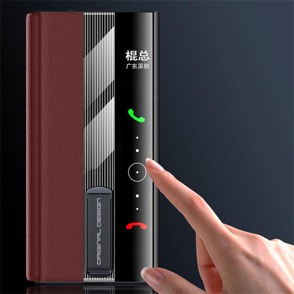 Für Huawei Mate XT Ultimate Case Ständer Sichtfenster Echtes Rindsleder+PC Handyhülle