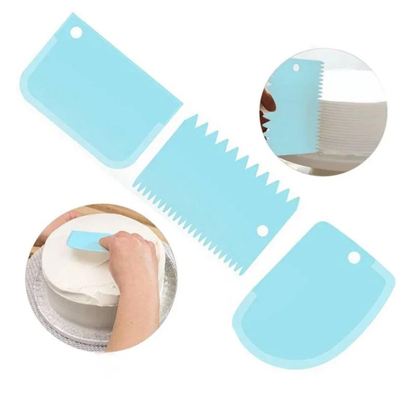 Cake Cream Scraper, Pasty Cutters, Irregular Teeth Edge DIY Smoother, 3PCS/Lot Dough Cake Cutter Slicer Spatula