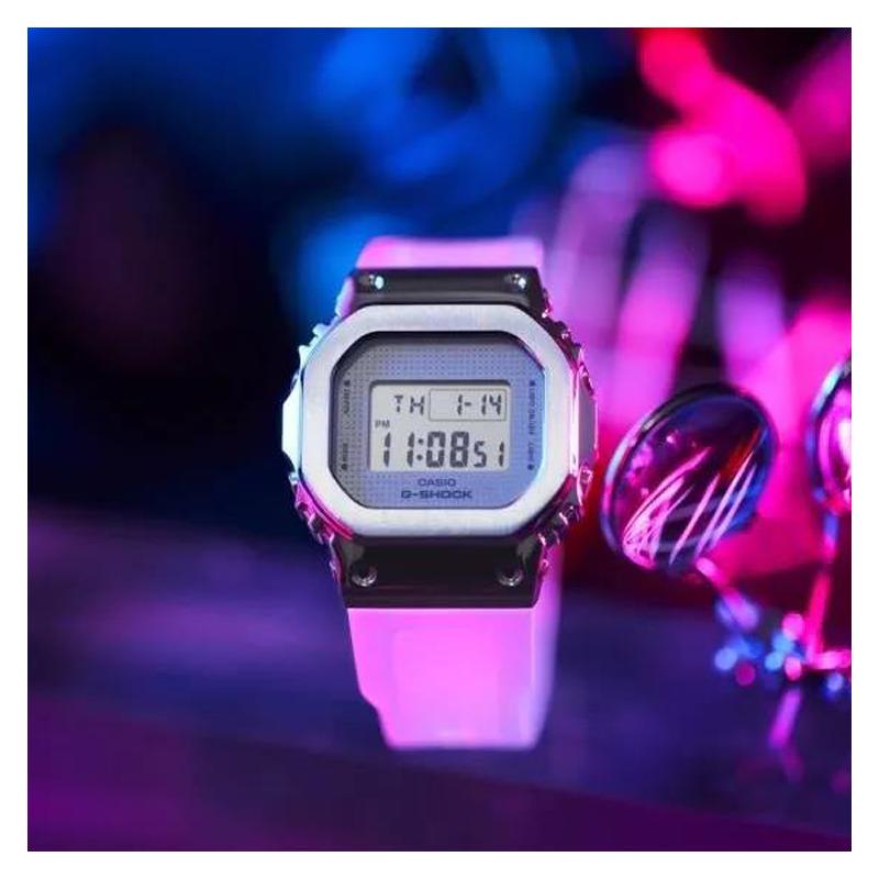 Casio all-metal series - square dial digital display, metal case, retro classic small square, waterproof and shockproof, quartz GM-S5600SK-7PR