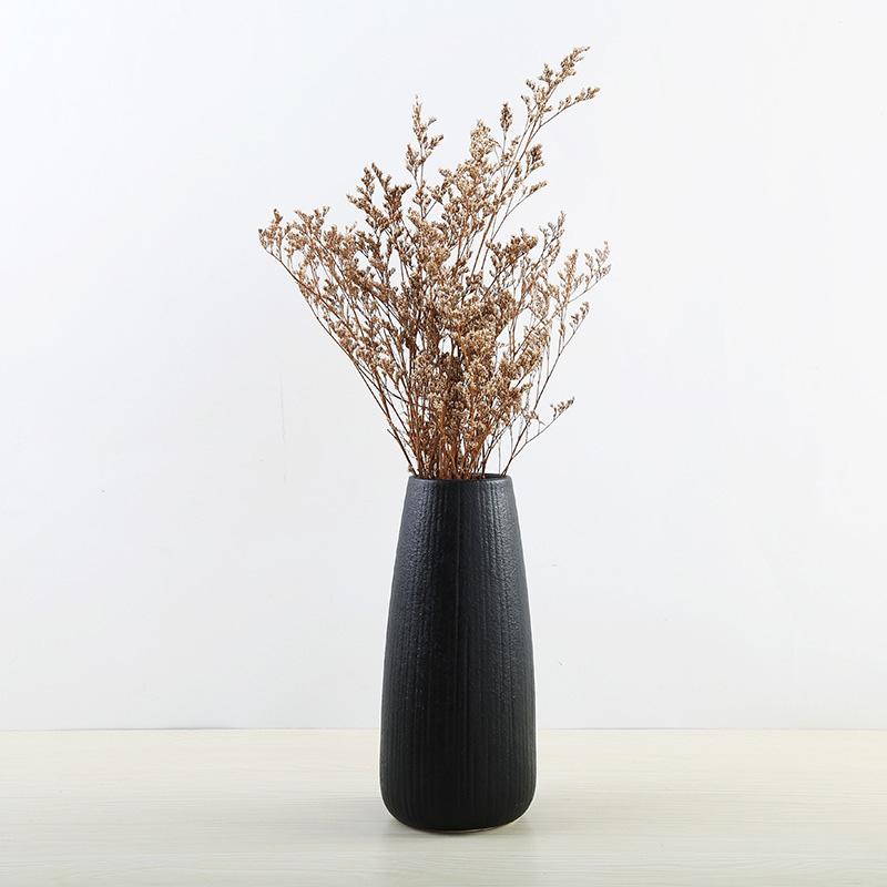 Moderne Kreative Klassische Schwarze Keramikvase Retro Vase Behälter Einfache Europäische Handgefertigte Handwerkskunst Heimdekoration LBS