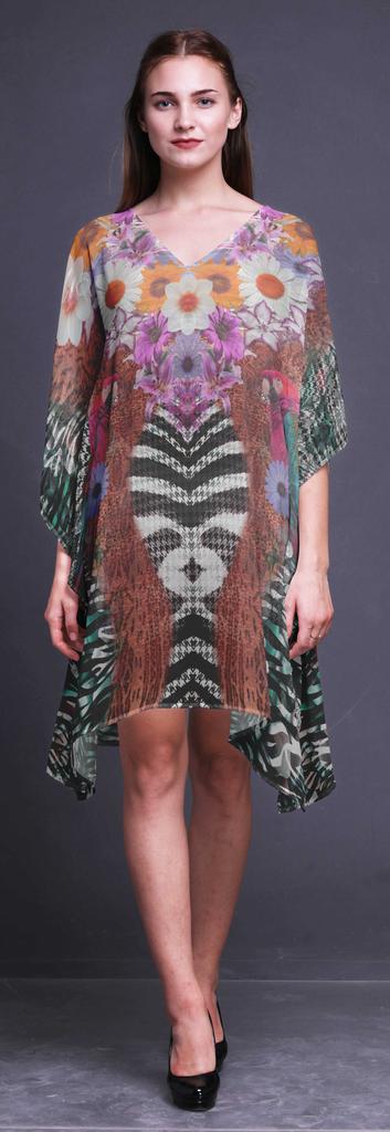 Phagun Damen Kaftan Urlaubs-Loungewear Midi-Kleid Strandüberwurf-4X-5X