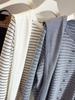 Women's 2025 Spring/Autumn Striped Knitwear Set: Round Neck, Short, Loose-Fit Sweater & Base Shirt.