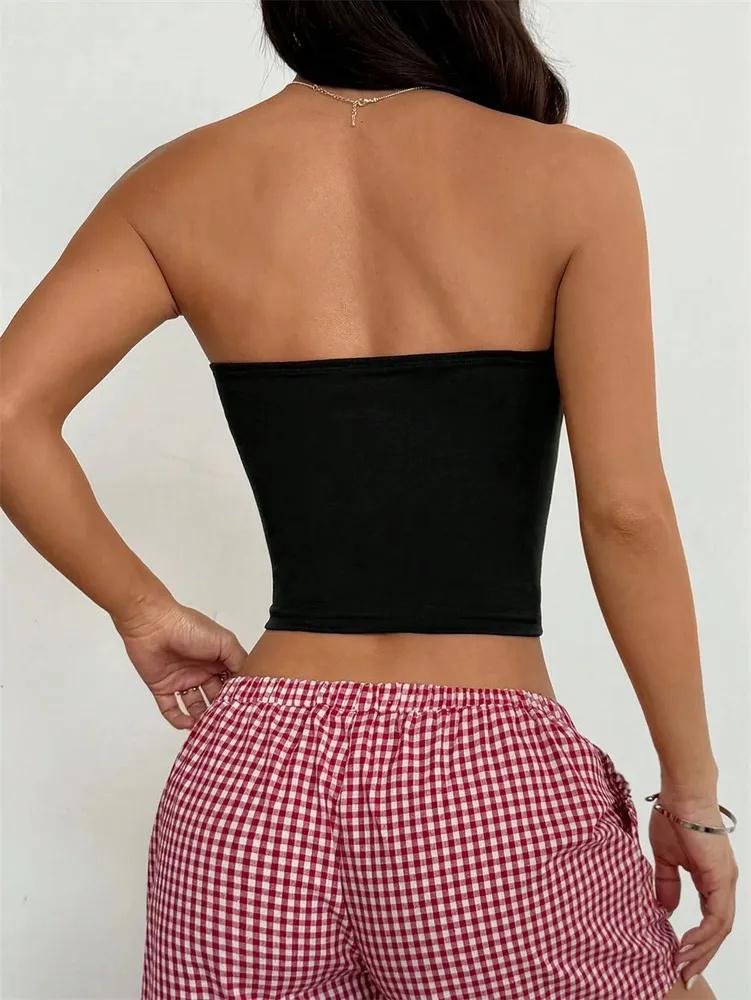 Crop Top Phumee Sleeveless Floral Printed Tube Top Off the Shoulder A2492