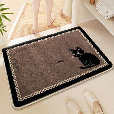 Thickened Imitation Cashmere Bathroom Carpet, Bathroom Toilet Door Absorbent Foot Pad, Household Cartoon Floor Mat