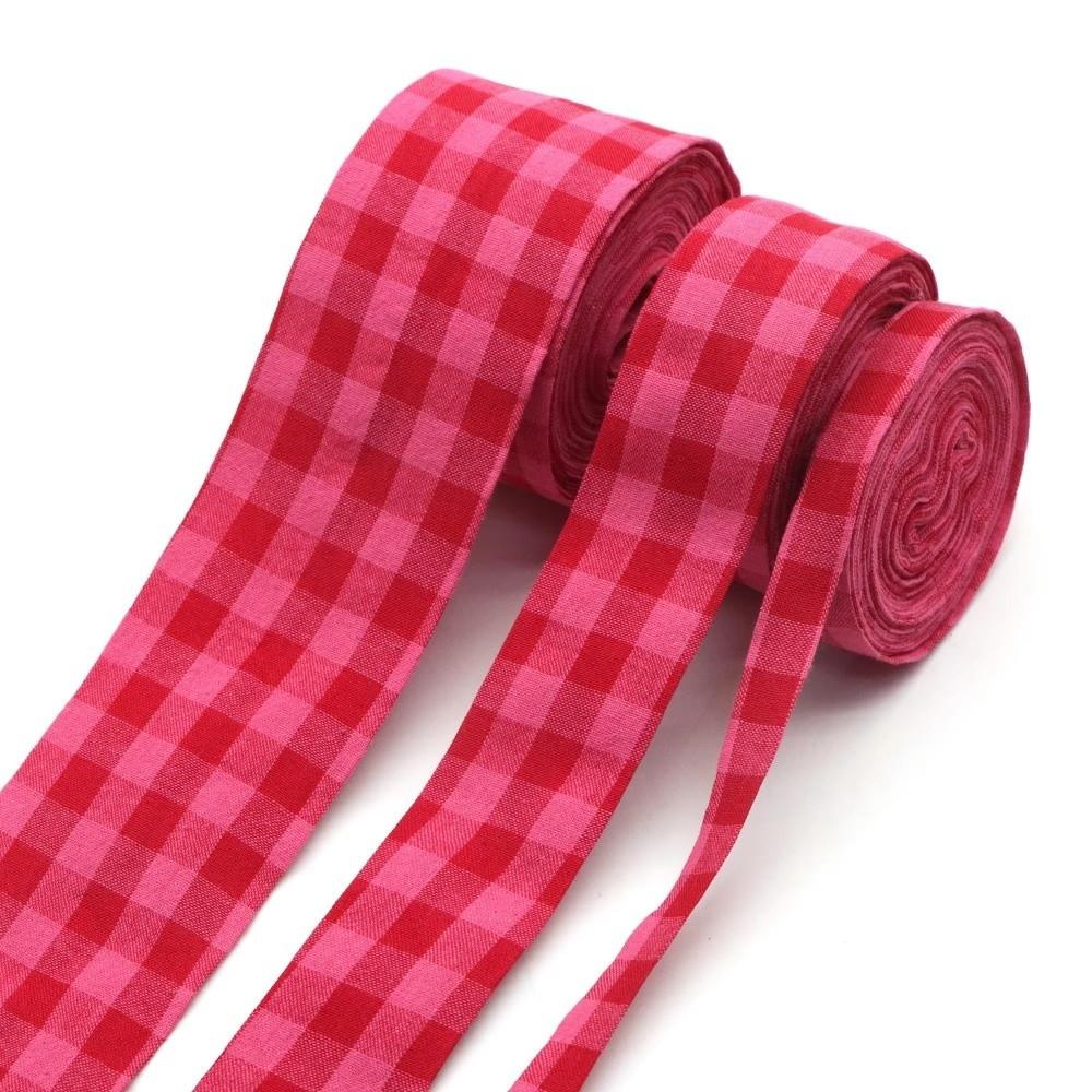 5 Yards 5 Yards Length Gingham Plaid Ribbon Pink Red Color DIY Hair Bow Ribbon Garment Decoration