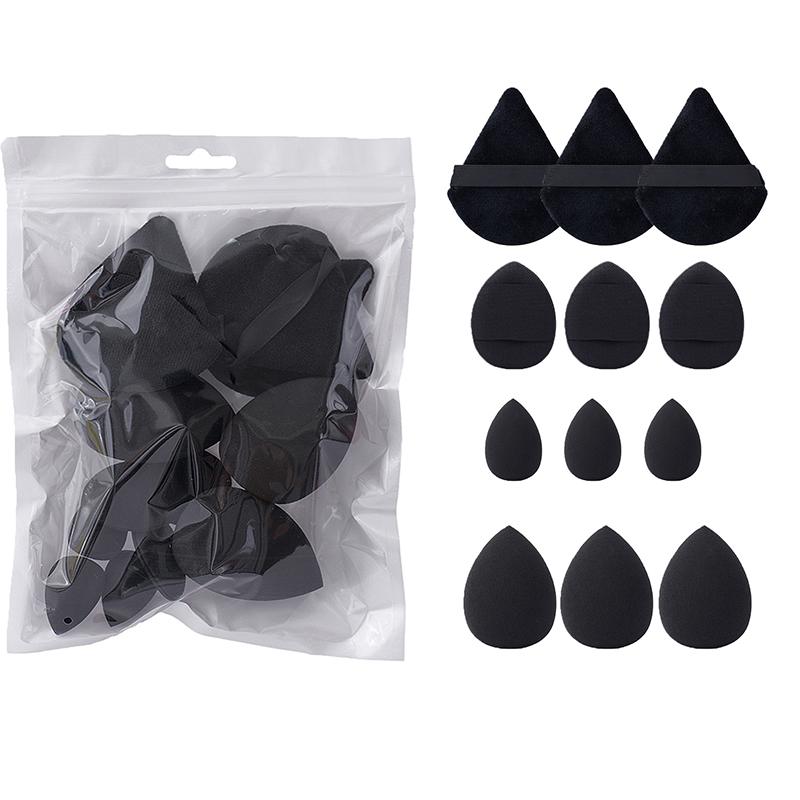 12-Piece All-Purpose Makeup Sponge Set Velvet Triangle Puff Face Finger Puffs Mini Sponge Egg Liquid Foundation Tools Make Up