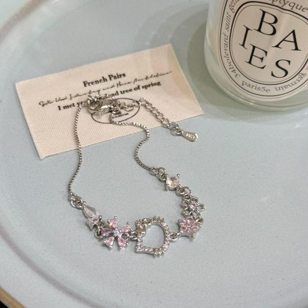 Exquisite Zircon Cat Flower Women's Luxury Bracelet, 2025 Trendy Jewelry