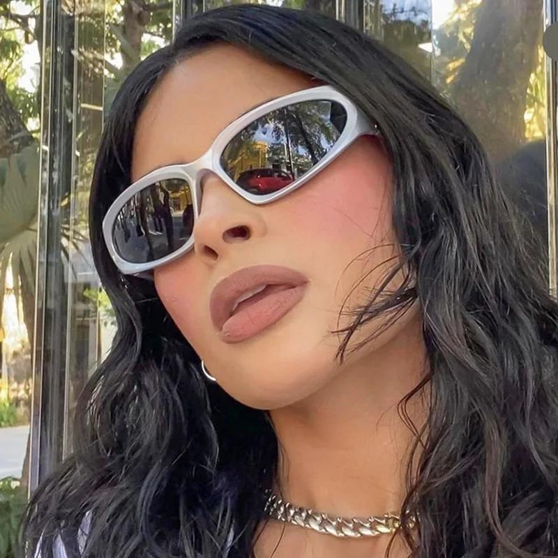 Y2K Sports Punk Sunglasses Women Men Luxury Brand Designer Square Goggle Sun Glasses UV400 Colorful Mirror Fashion Eyewear