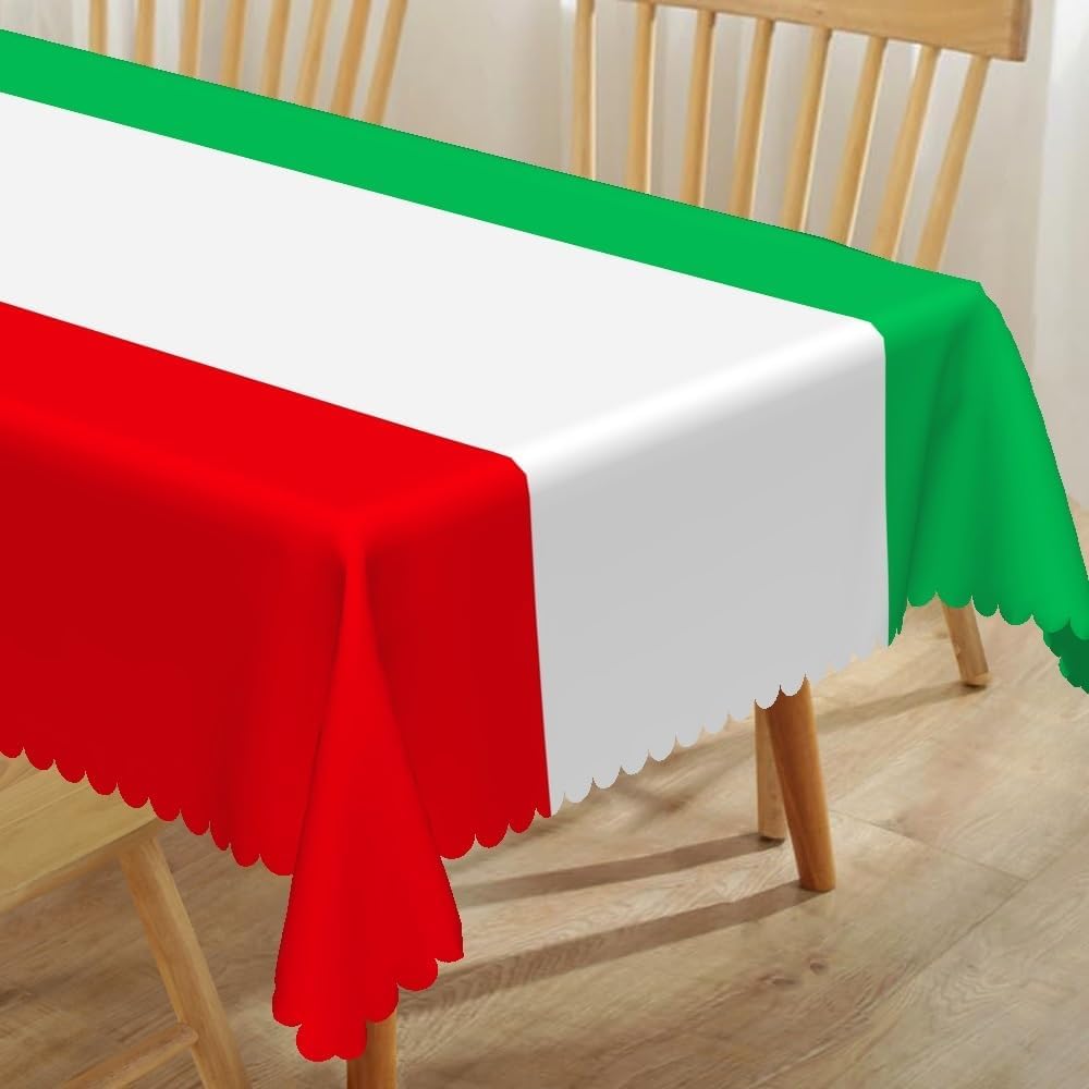 Italian Flag Red White Green Rectangle Tablecloth for Table Decor Reusable Kitchen Dining Tablecloth Soccer Party Decorations