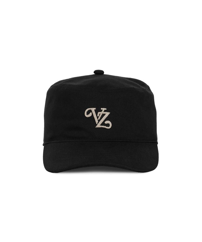 Bajal Leaf Vz Monogram Twill Pillbox Cap Black