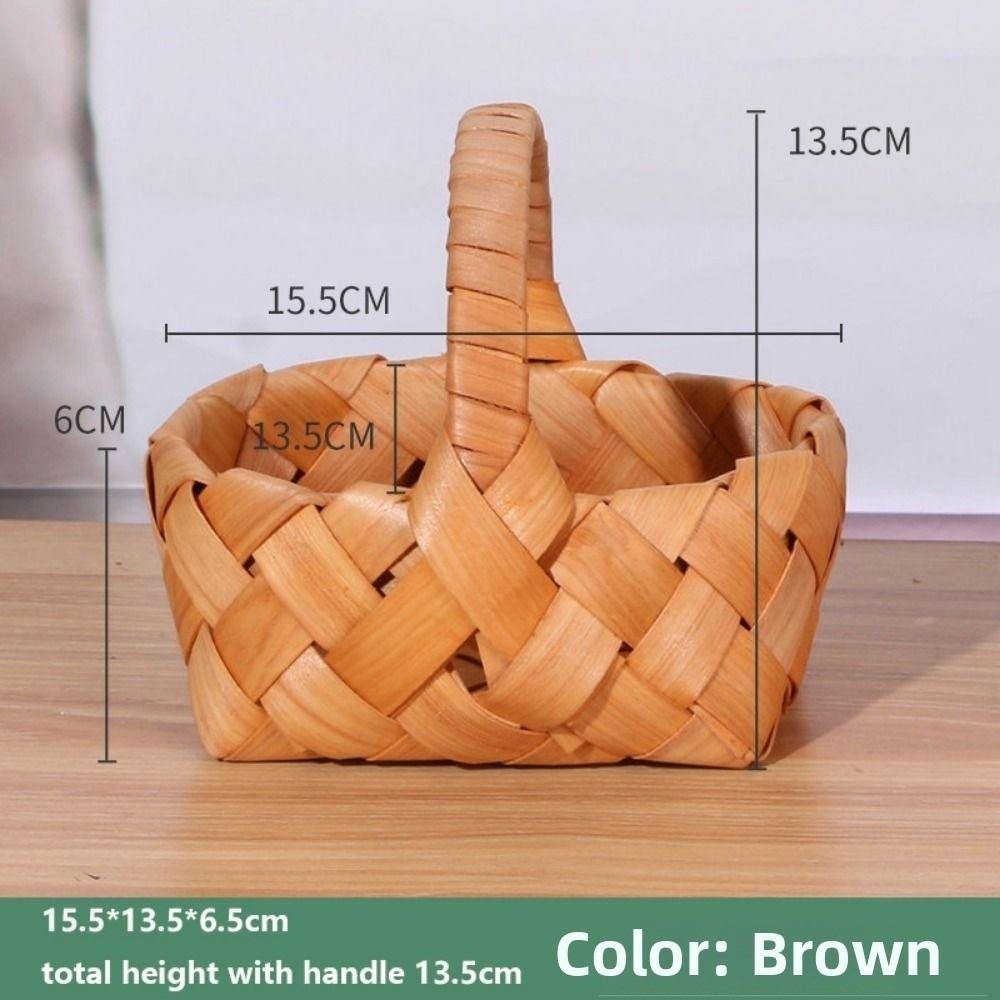 Handwoven Wood Basket Handmade Household Braid Storage Baskets Fruit Basket Living Room Decoration 2