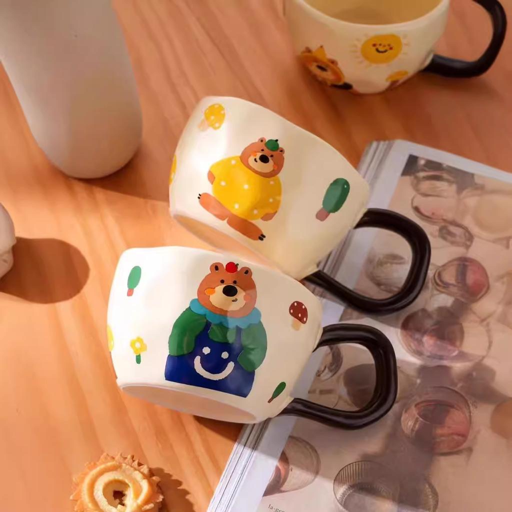 Söt söt björnkopp keramisk mugg hushåll kaffe vattenkopp frukostkopp par dricksvattenkopp