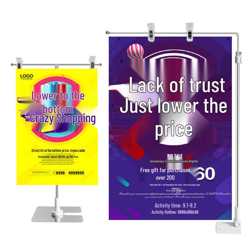 Supermarket Product Poster Display Stand with Clip for Desktop Signage