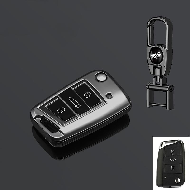 Tpu Car Flip Key Case Cover For Volkswagen Vw Polo Golf Passat Tiguan Beetle Caddy Eos Skoda Octavia Seat Leon Altea